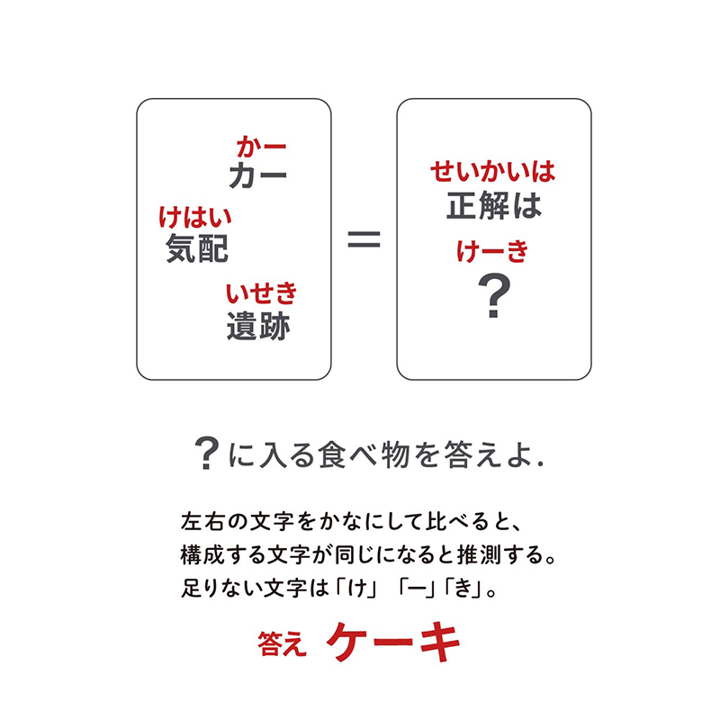 例題4：文字構成（P.74）　構成要素が同じ文字列を考える謎　答え
