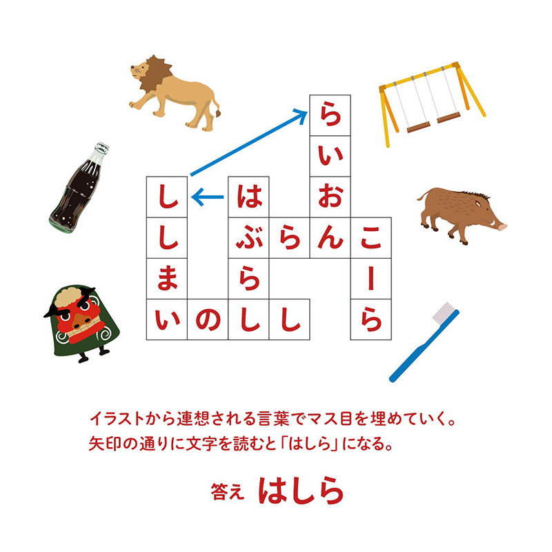 例題14：スケルトン（P.168）　提示された言葉を指定の枠に埋める謎　答え